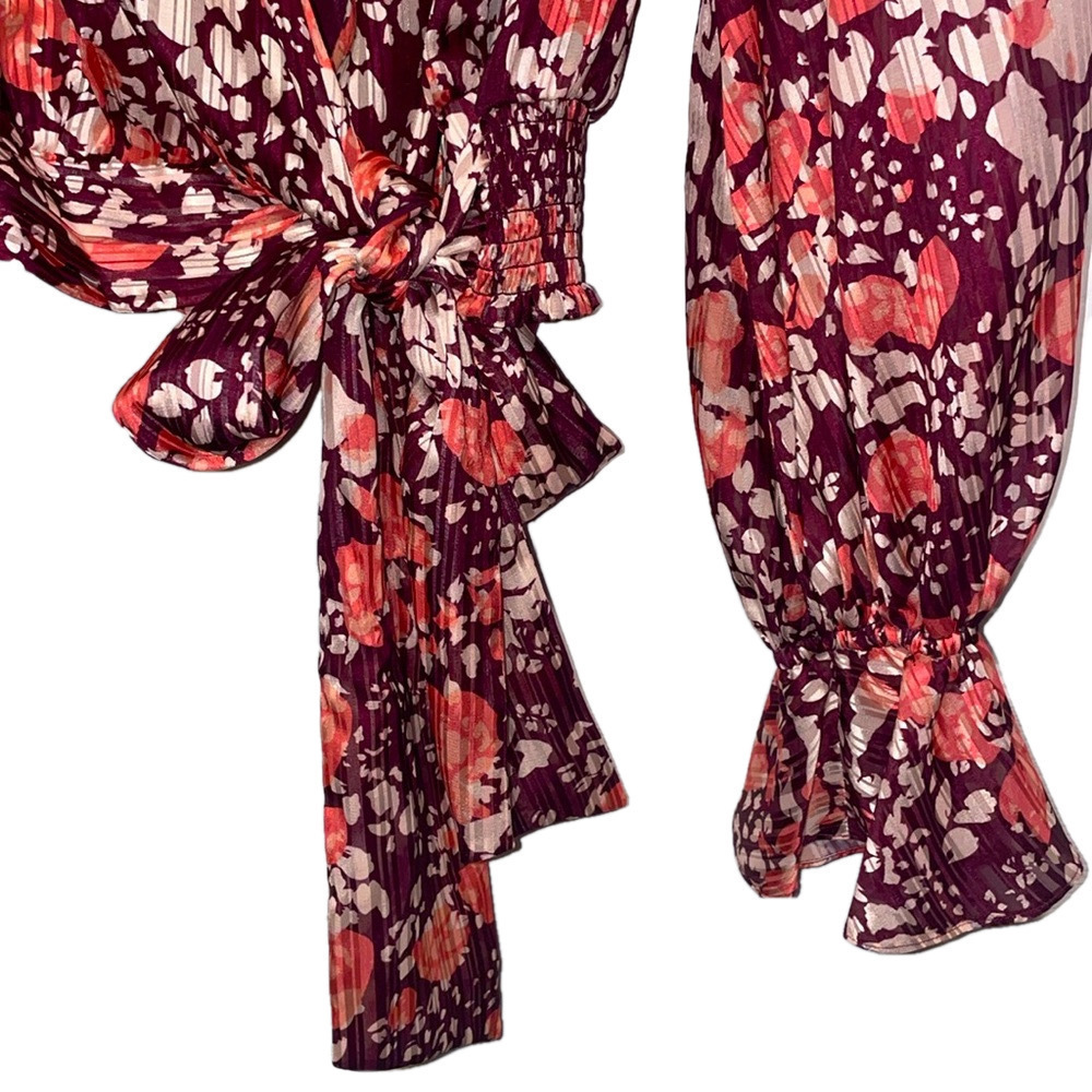 Ramy Brook Melody Floral Wrap Blouse Medium NWT Boho Chiffon - Picture 10 of 15
